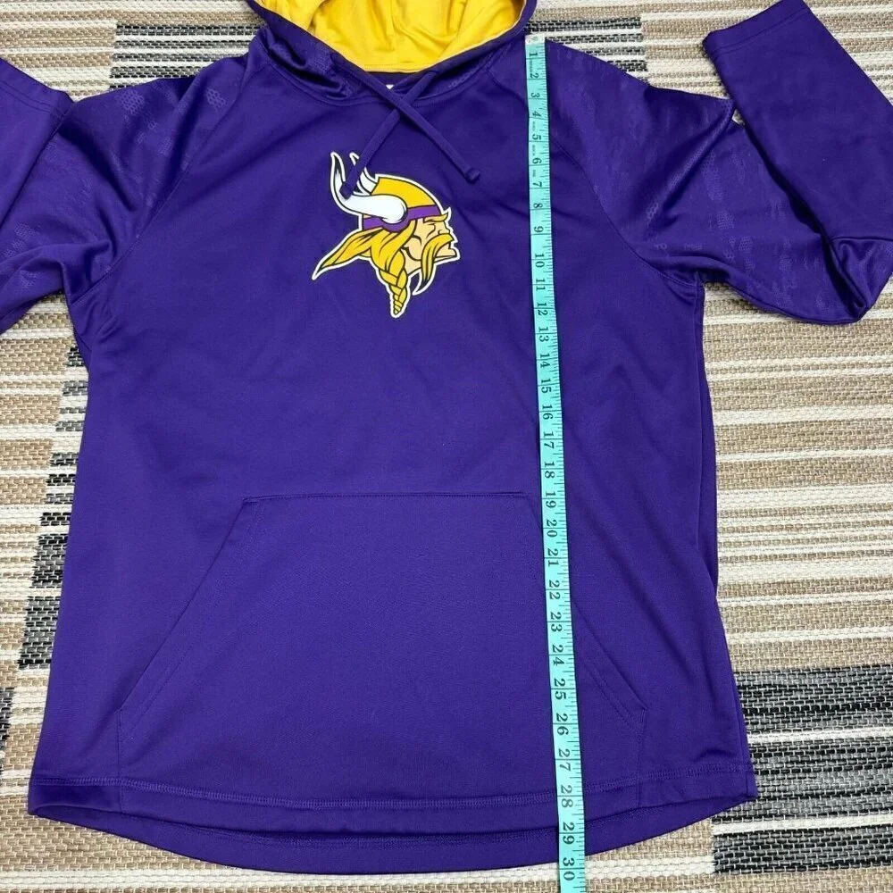 NFL Team Apparel Mens Minnesota Vikings Pullover Long Sleeve Hoodie Purple Large
